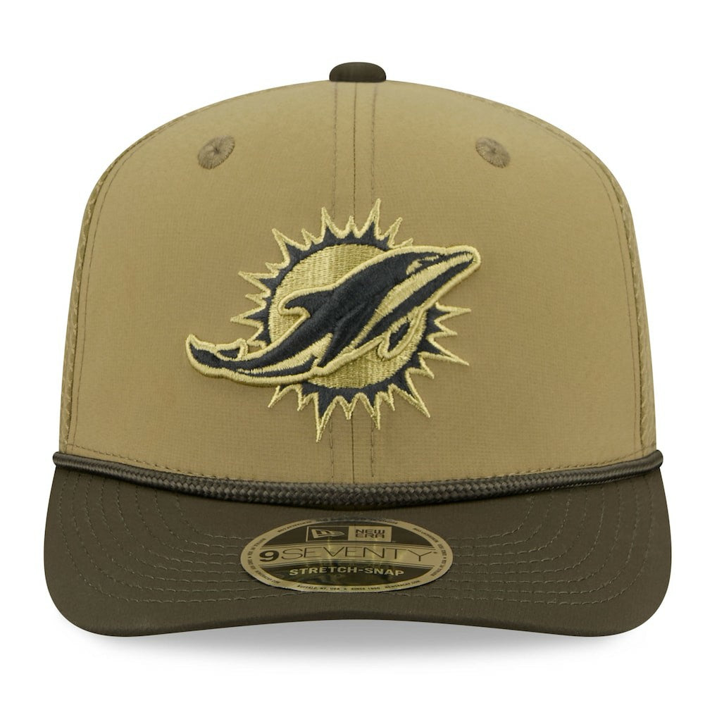Miami Dolphins New Era 2025 Salute to Service 9SEVENTY Adjustable Hat - Green for sale