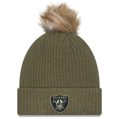 Las Vegas Raiders New Era Women's 2025 Salute to Service Cuffed Knit Hat with Pom - Dark Green discount