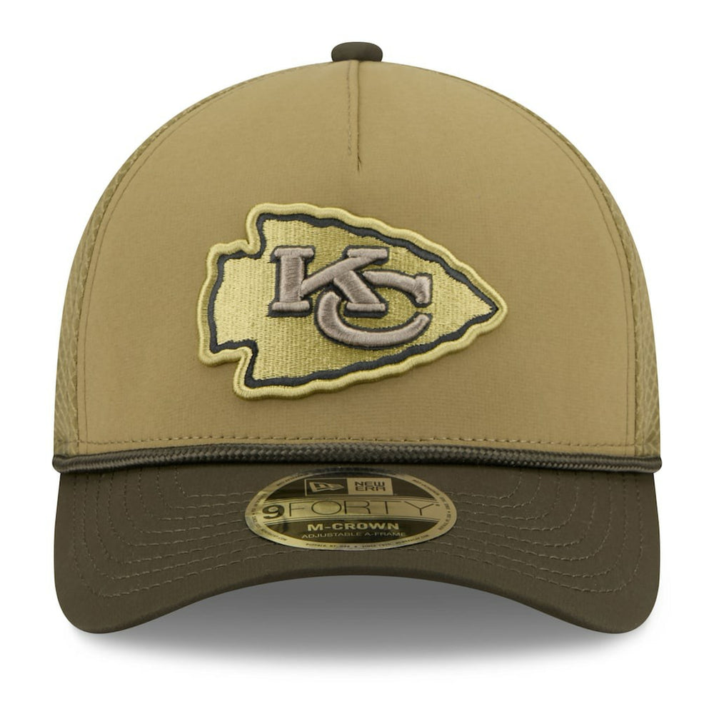 Kansas City Chiefs New Era Youth 2025 Salute to Service 9FORTY A-Frame Adjustable Hat - Green/Dark Green discount