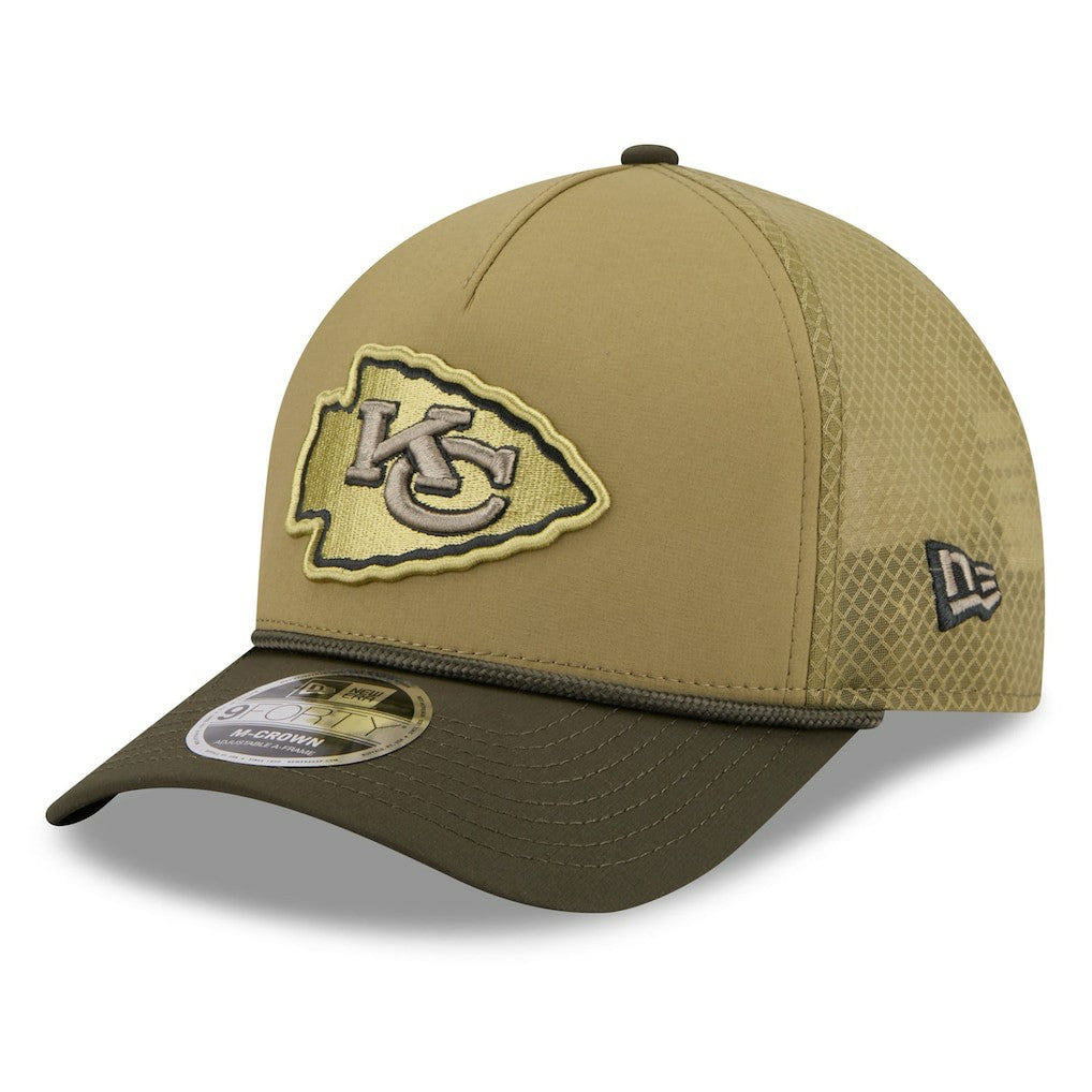 Kansas City Chiefs New Era Youth 2025 Salute to Service 9FORTY A-Frame Adjustable Hat - Green/Dark Green discount