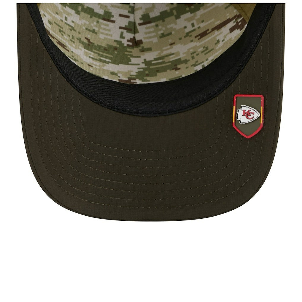 Kansas City Chiefs New Era Youth 2025 Salute to Service 9FORTY A-Frame Adjustable Hat - Green/Dark Green discount