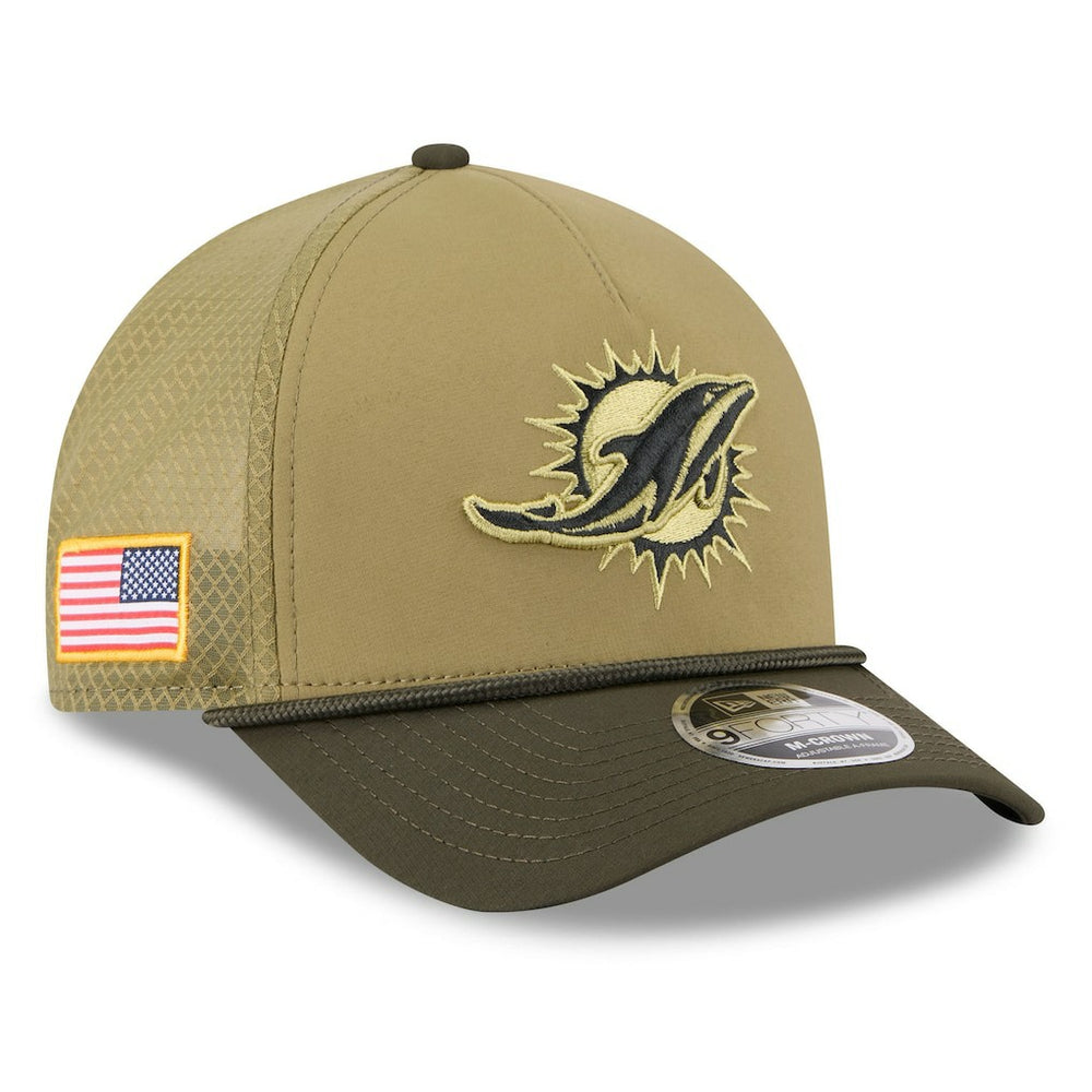 Miami Dolphins New Era Youth 2025 Salute to Service 9FORTY A-Frame Adjustable Hat - Green/Dark Green cheap