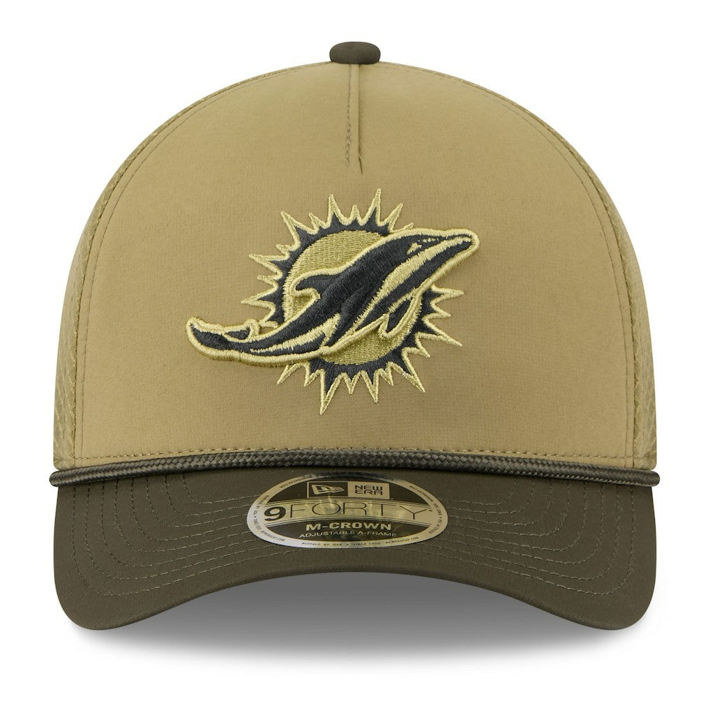 Miami Dolphins New Era Youth 2025 Salute to Service 9FORTY A-Frame Adjustable Hat - Green/Dark Green cheap