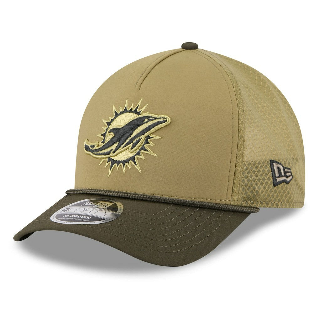 Miami Dolphins New Era Youth 2025 Salute to Service 9FORTY A-Frame Adjustable Hat - Green/Dark Green cheap
