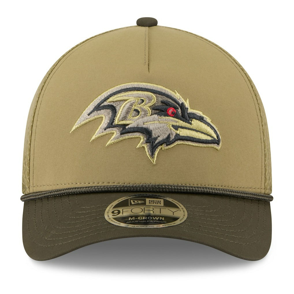 Baltimore Ravens New Era Youth 2025 Salute to Service 9FORTY A-Frame Adjustable Hat - Green/Dark Green sale