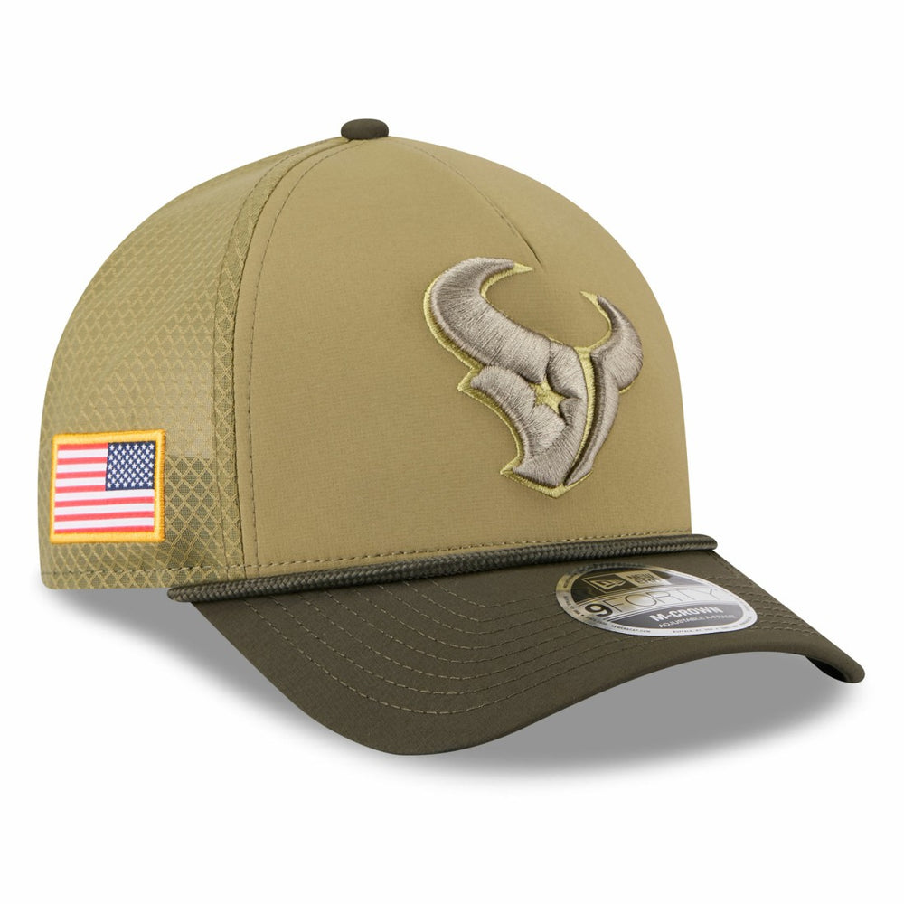 Houston Texans New Era Youth 2025 Salute to Service 9FORTY A-Frame Adjustable Hat - Green/Dark Green outlet