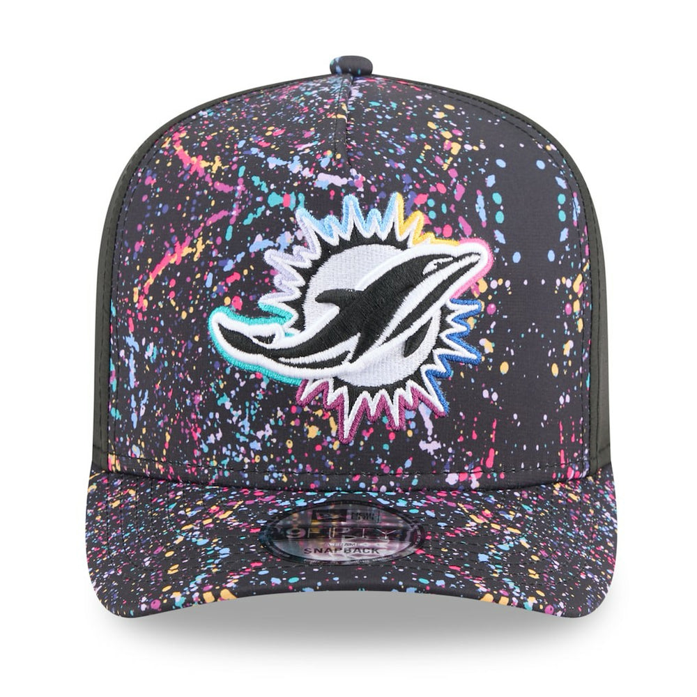 Miami Dolphins New Era 2025 NFL Crucial Catch A-Frame 9FIFTY Snapback Hat - Black discount