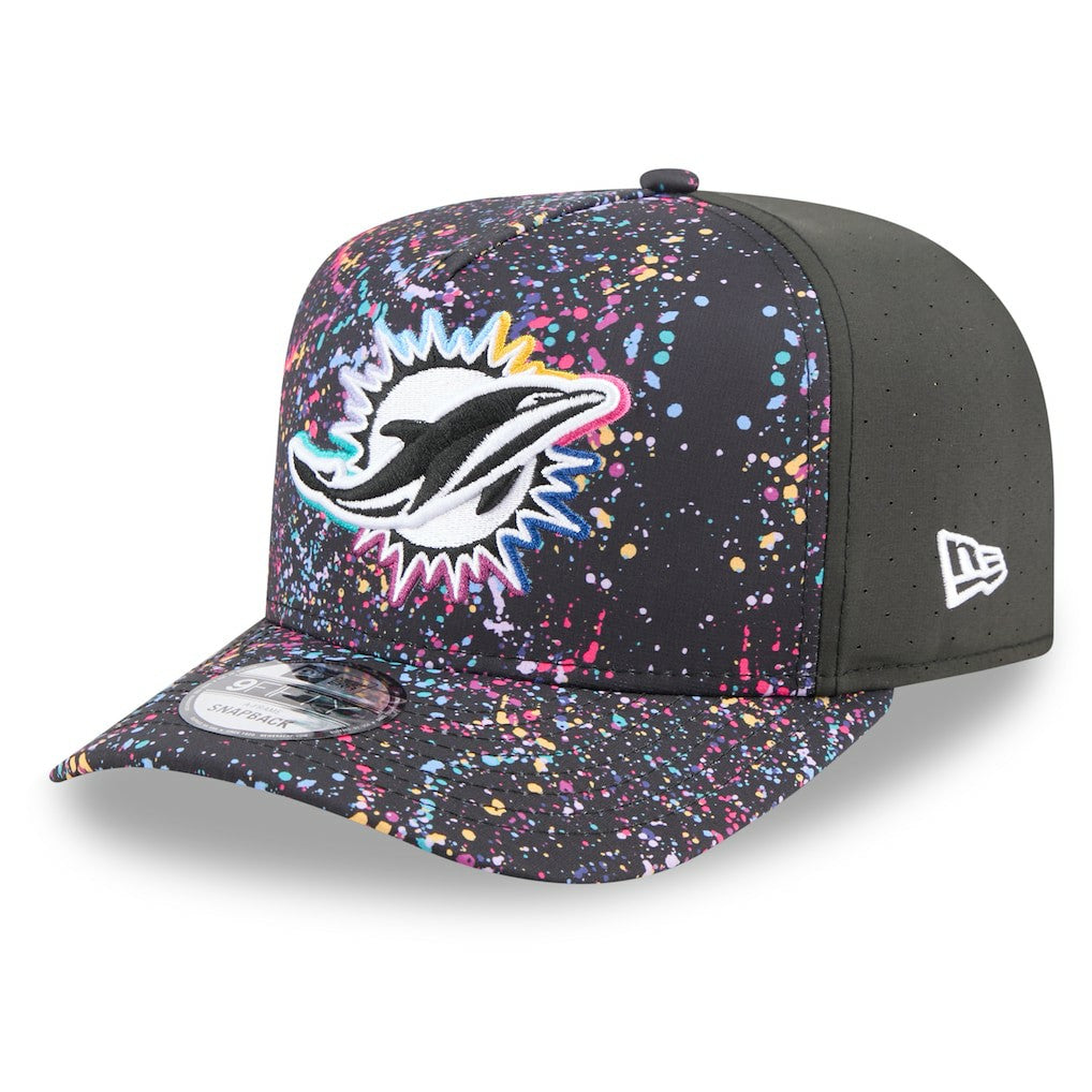 Miami Dolphins New Era 2025 NFL Crucial Catch A-Frame 9FIFTY Snapback Hat - Black discount