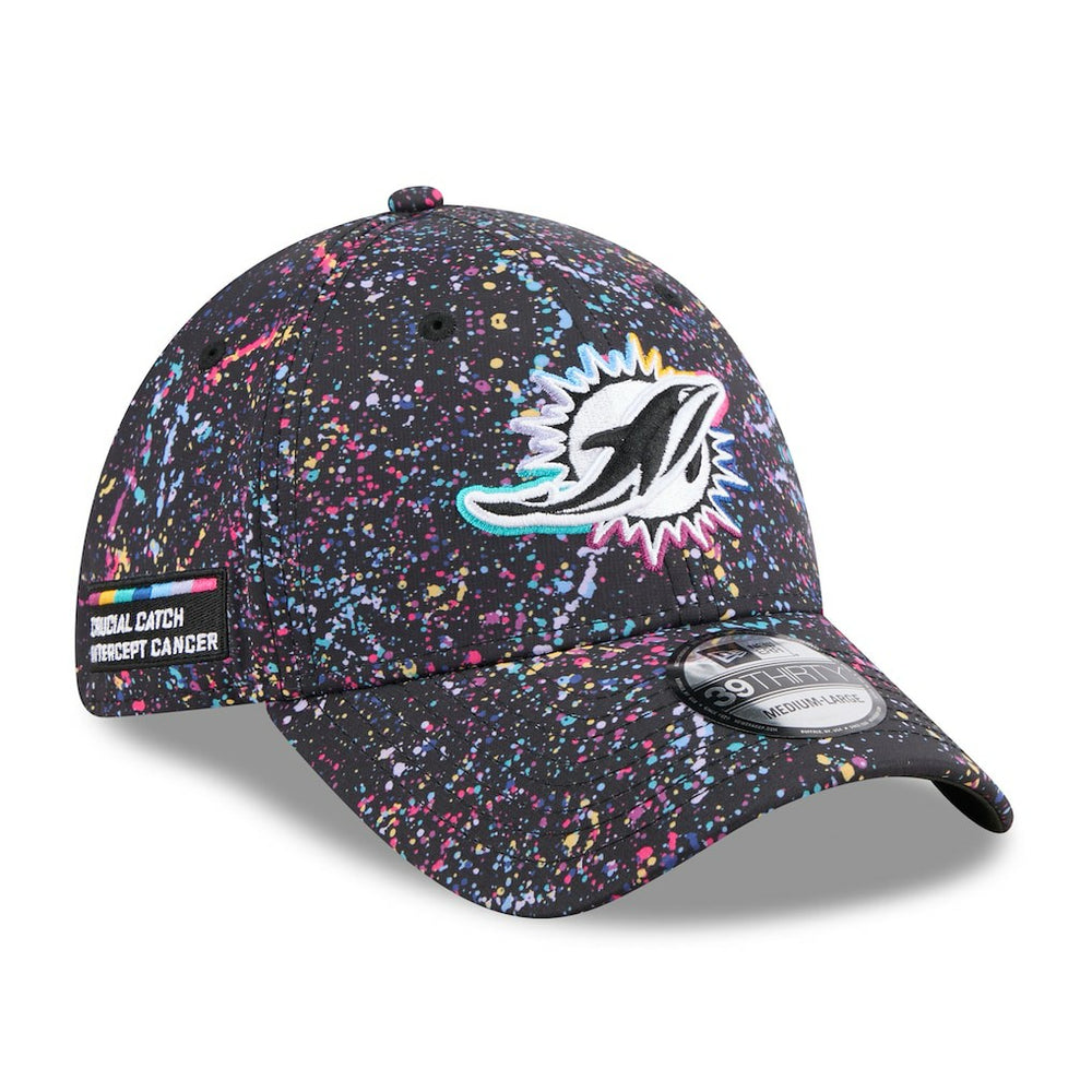 Miami Dolphins New Era 2025 NFL Crucial Catch 39THIRTY Flex Hat - Black discount