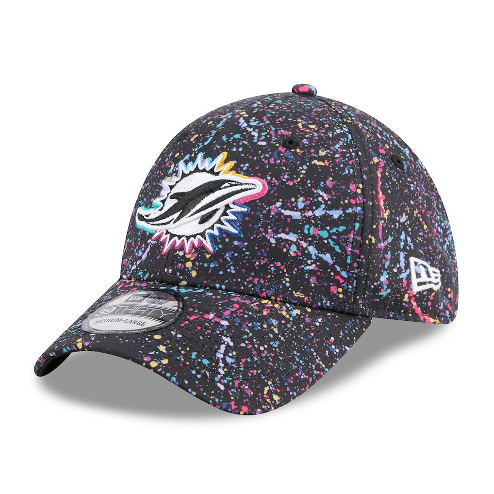Miami Dolphins New Era 2025 NFL Crucial Catch 39THIRTY Flex Hat - Black discount