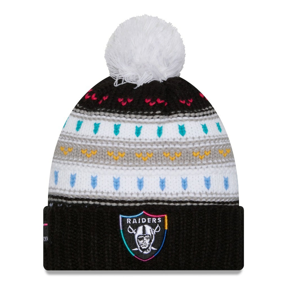 Las Vegas Raiders New Era Women's 2025 NFL Crucial Catch Cuffed Knit Hat with Pom - Black online