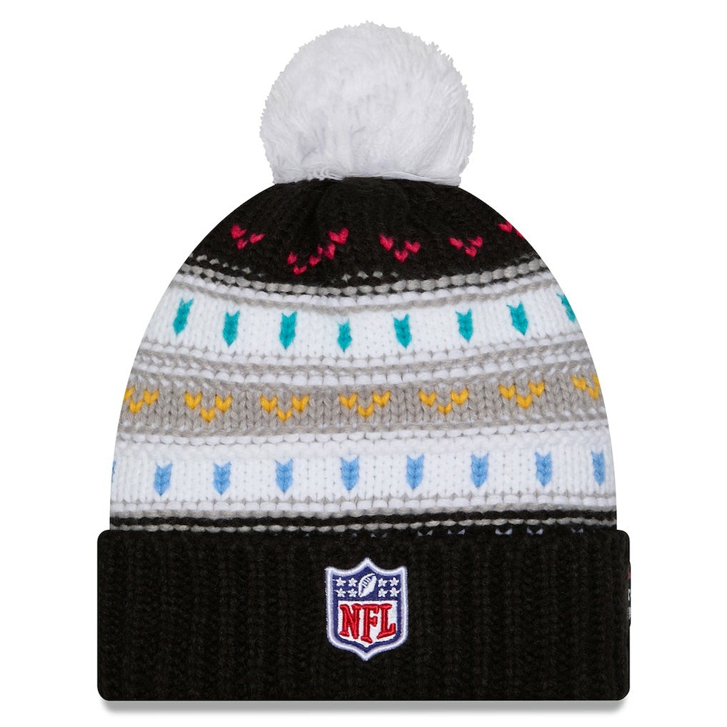 Los Angeles Chargers New Era Women's 2025 NFL Crucial Catch Cuffed Knit Hat with Pom - Black sale