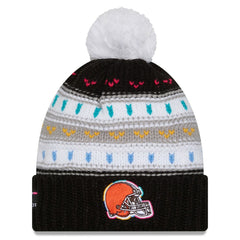 Cleveland Browns New Era Women's 2025 NFL Crucial Catch Cuffed Knit Hat with Pom - Black online