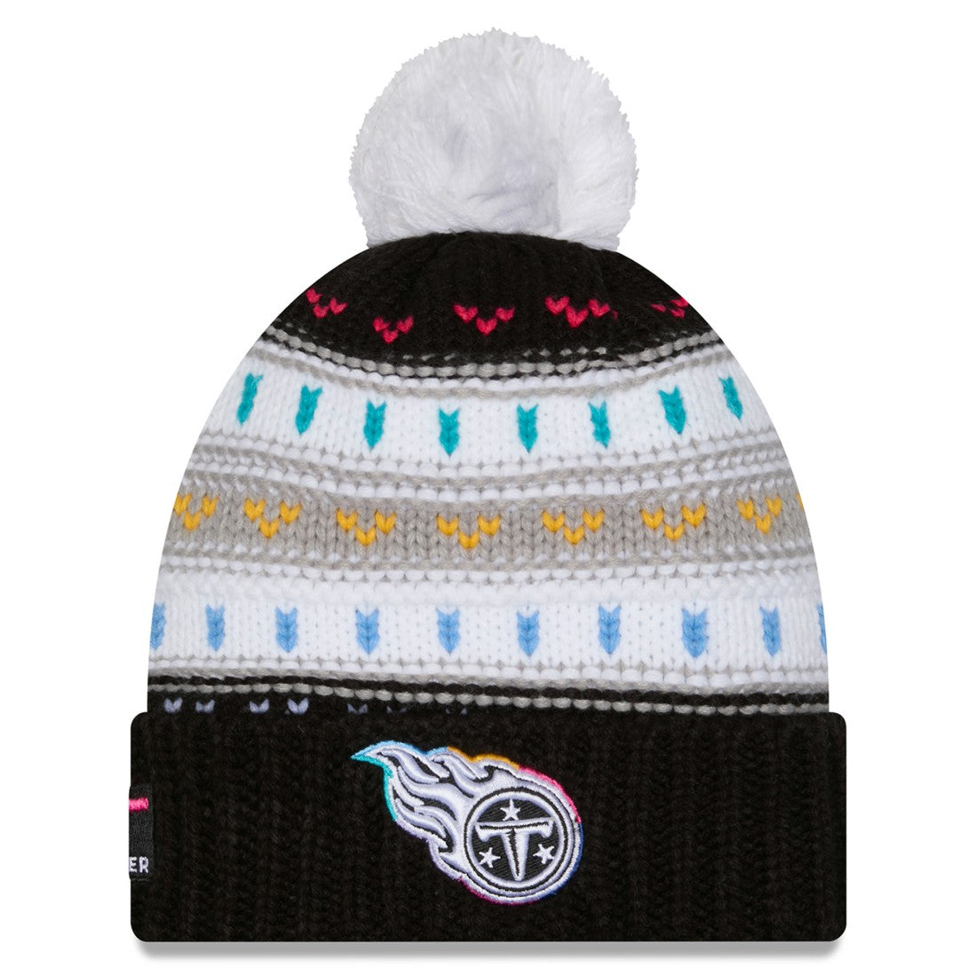 Tennessee Titans New Era Women's 2025 NFL Crucial Catch Cuffed Knit Hat with Pom - Black sale