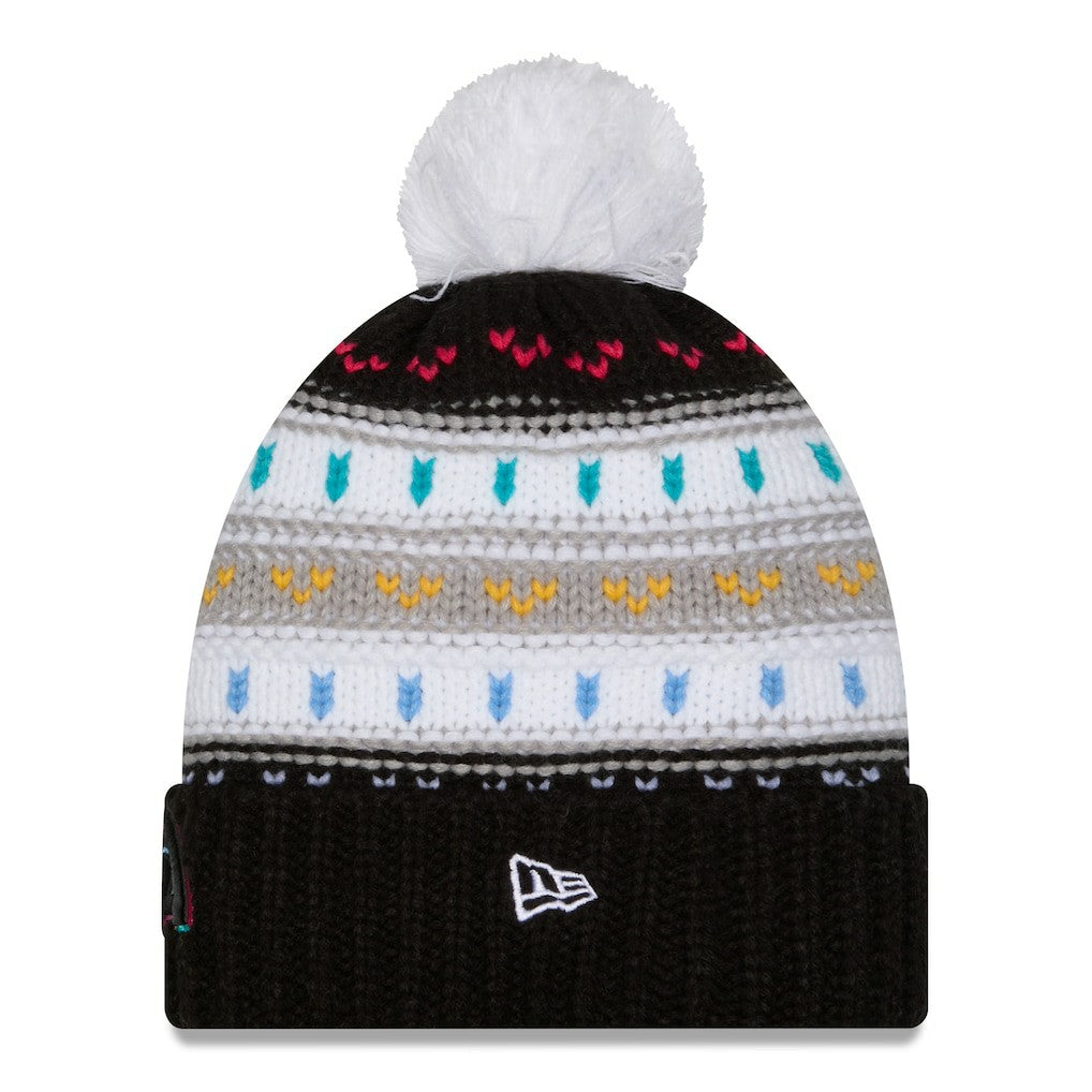 Los Angeles Rams New Era Women's 2025 NFL Crucial Catch Cuffed Knit Hat with Pom - Black on sale