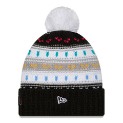 Los Angeles Rams New Era Women's 2025 NFL Crucial Catch Cuffed Knit Hat with Pom - Black on sale