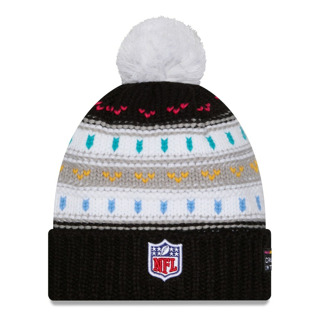 Los Angeles Rams New Era Women's 2025 NFL Crucial Catch Cuffed Knit Hat with Pom - Black on sale