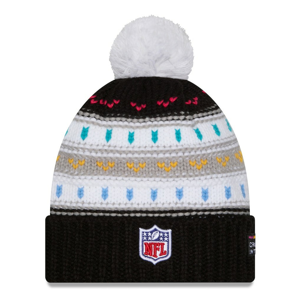 Los Angeles Rams New Era Women's 2025 NFL Crucial Catch Cuffed Knit Hat with Pom - Black on sale