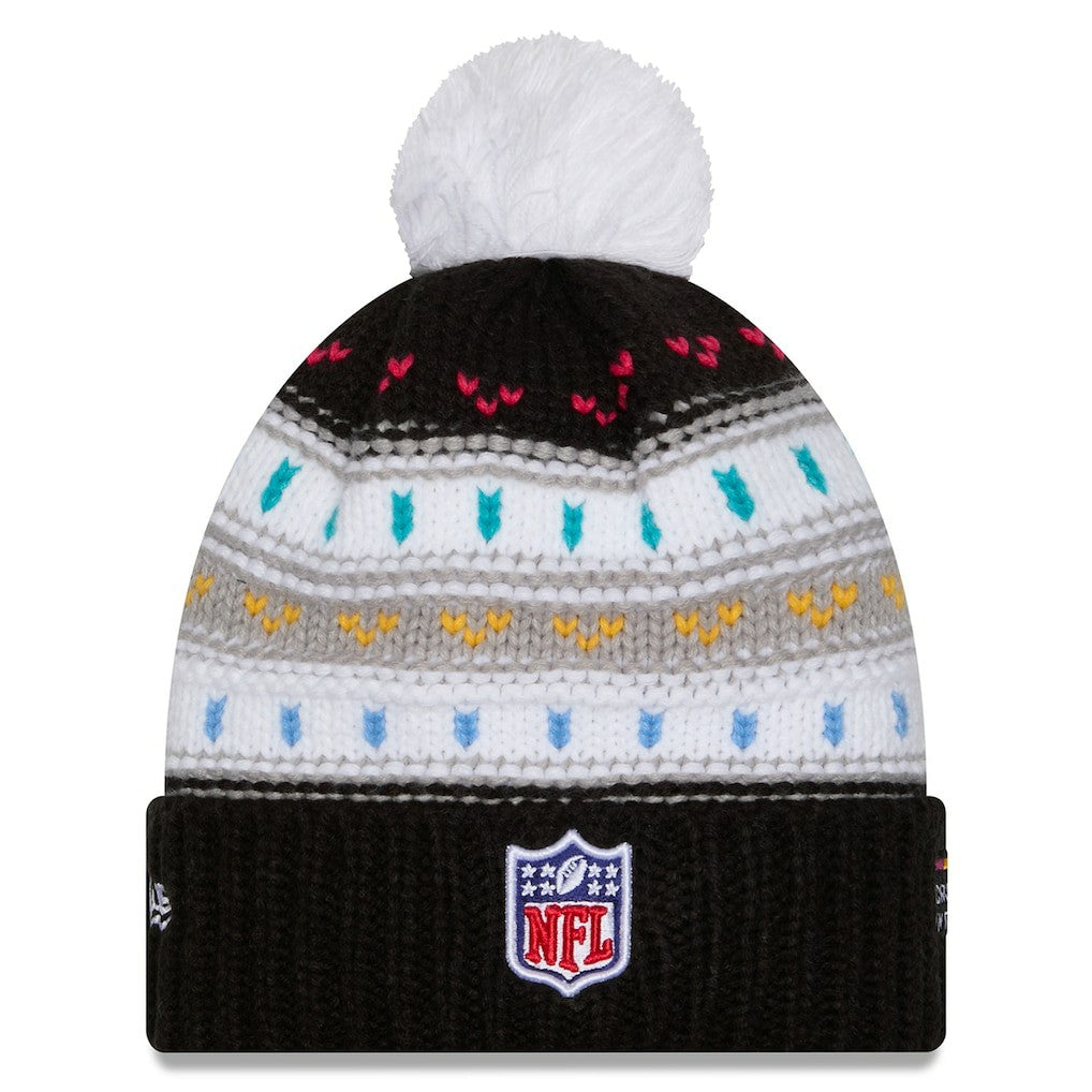 Miami Dolphins New Era Women's 2025 NFL Crucial Catch Cuffed Knit Hat with Pom - Black cheap