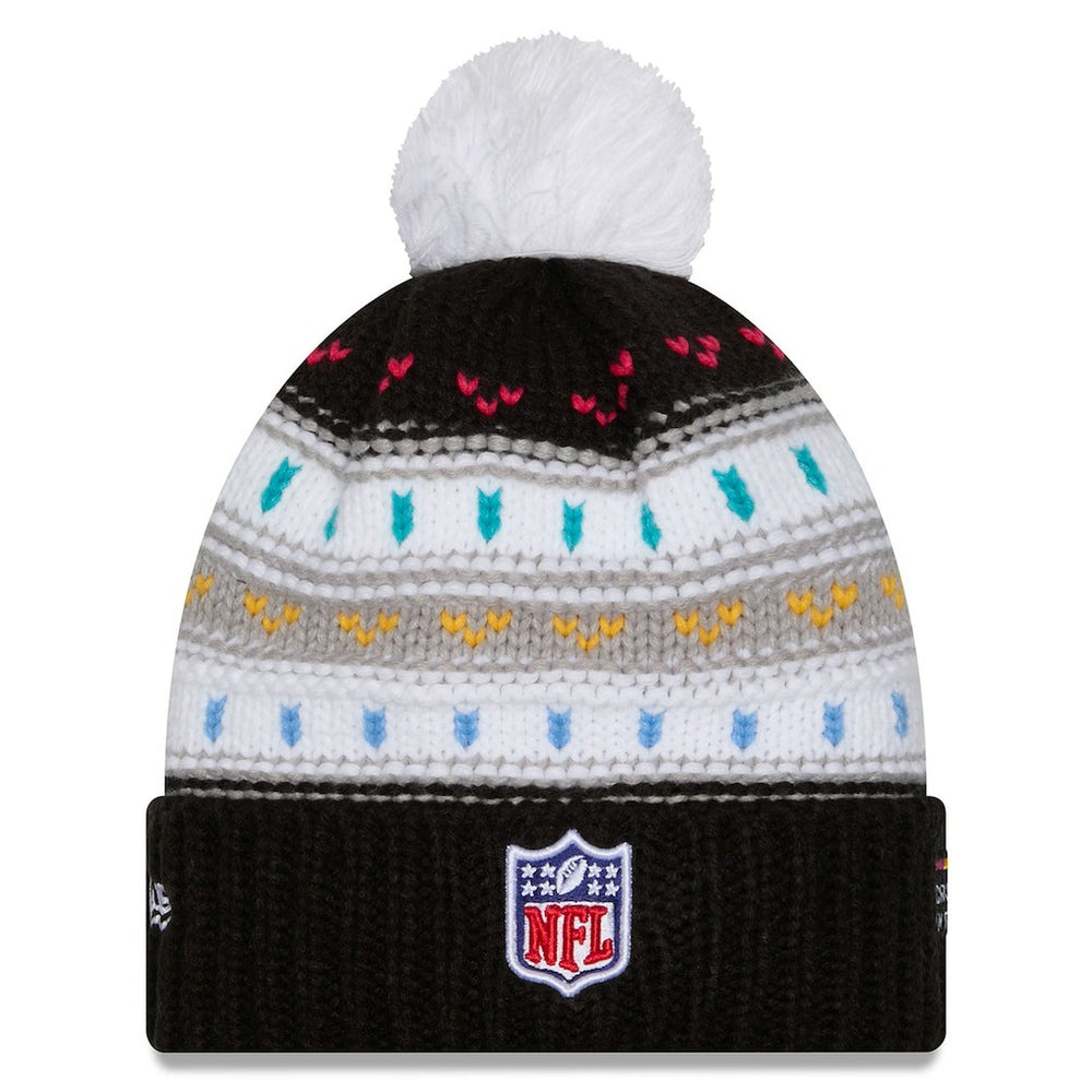 Miami Dolphins New Era Women's 2025 NFL Crucial Catch Cuffed Knit Hat with Pom - Black cheap