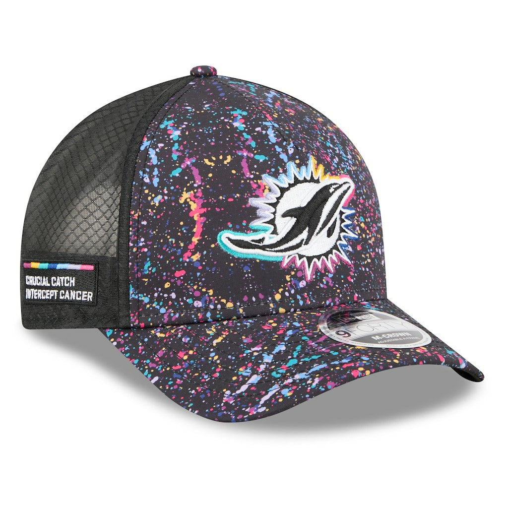 Miami Dolphins New Era Youth 2025 NFL Crucial Catch 9FORTY Adjustable Hat - Black on sale