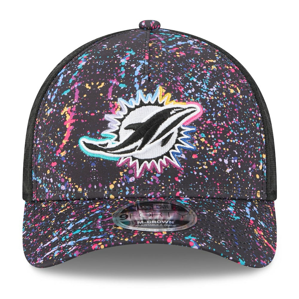 Miami Dolphins New Era Youth 2025 NFL Crucial Catch 9FORTY Adjustable Hat - Black on sale