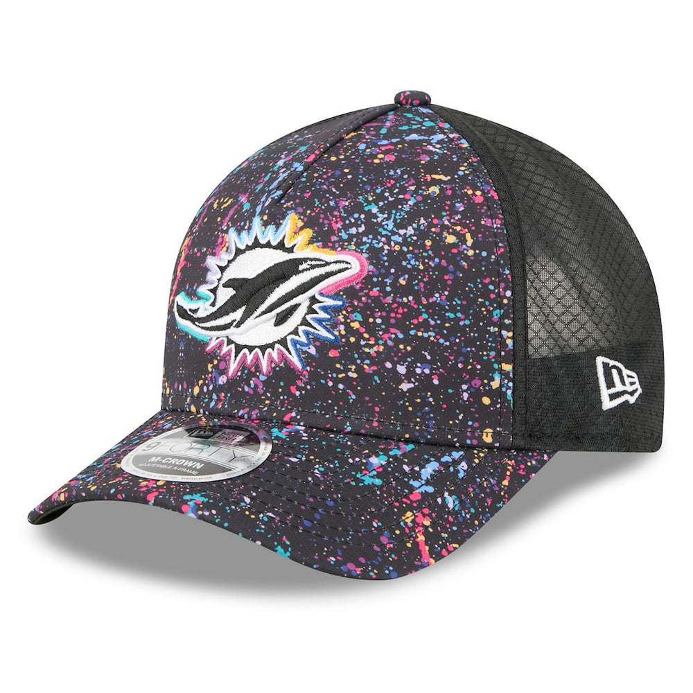 Miami Dolphins New Era Youth 2025 NFL Crucial Catch 9FORTY Adjustable Hat - Black on sale