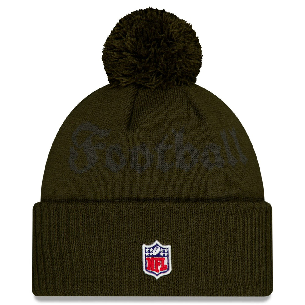 New York Jets New Era 2025 Rivalries Collection Sideline Cuffed Knit Hat with Pom - Gotham Green cheap