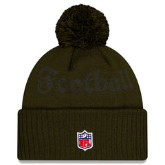 New York Jets New Era 2025 Rivalries Collection Sideline Cuffed Knit Hat with Pom - Gotham Green cheap