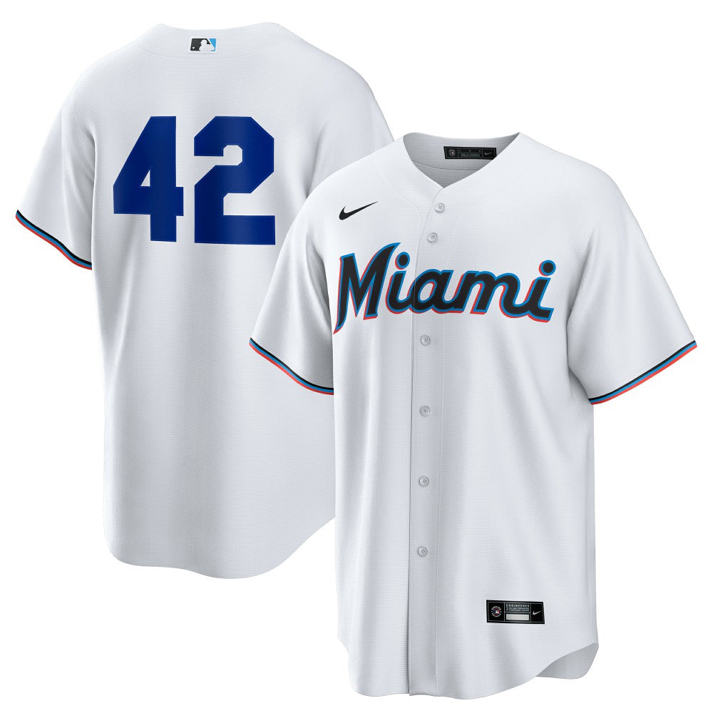 Miami Marlins Home  2025 Jackie Robinson Day Replica Jersey White