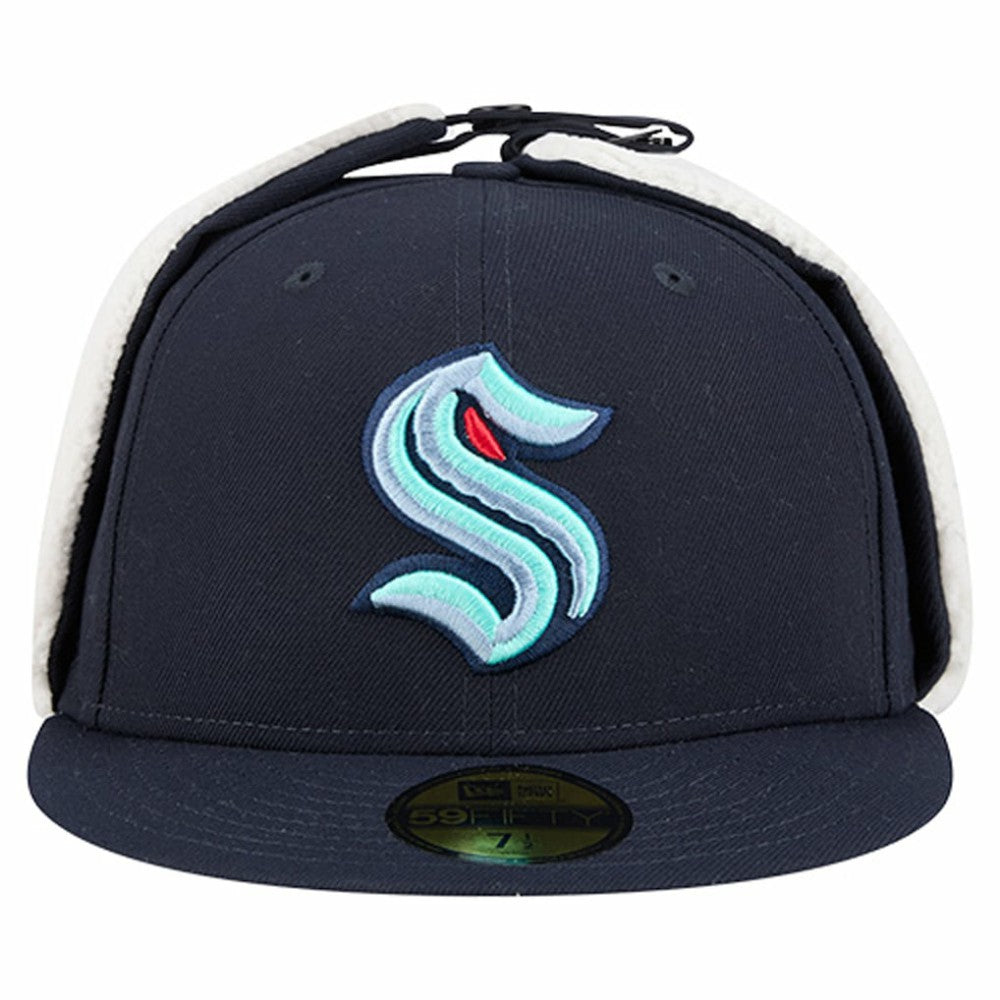 Seattle Kraken New Era Injection Dog Ear Classic Fitted Hat - Deep Sea Blue Hats