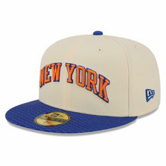 New York Knicks 2025/26 City Edition 59FIFTY Fitted Hat - Cream/Blue outlet