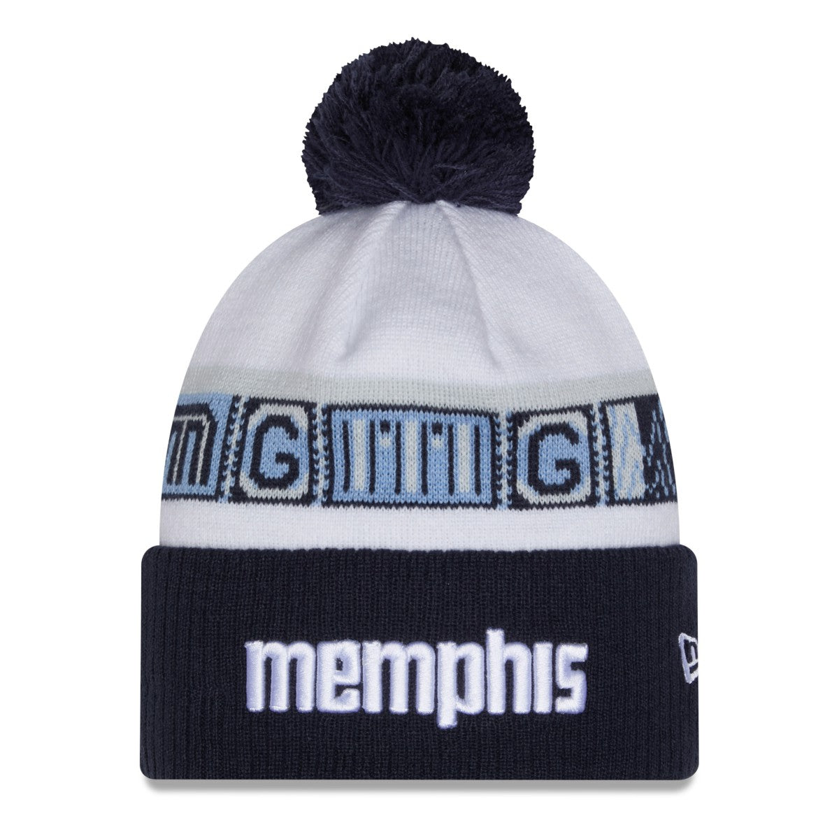 Memphis Grizzlies 2025/26 City Edition Cuffed Knit Hat with Pom - Navy/White cheap