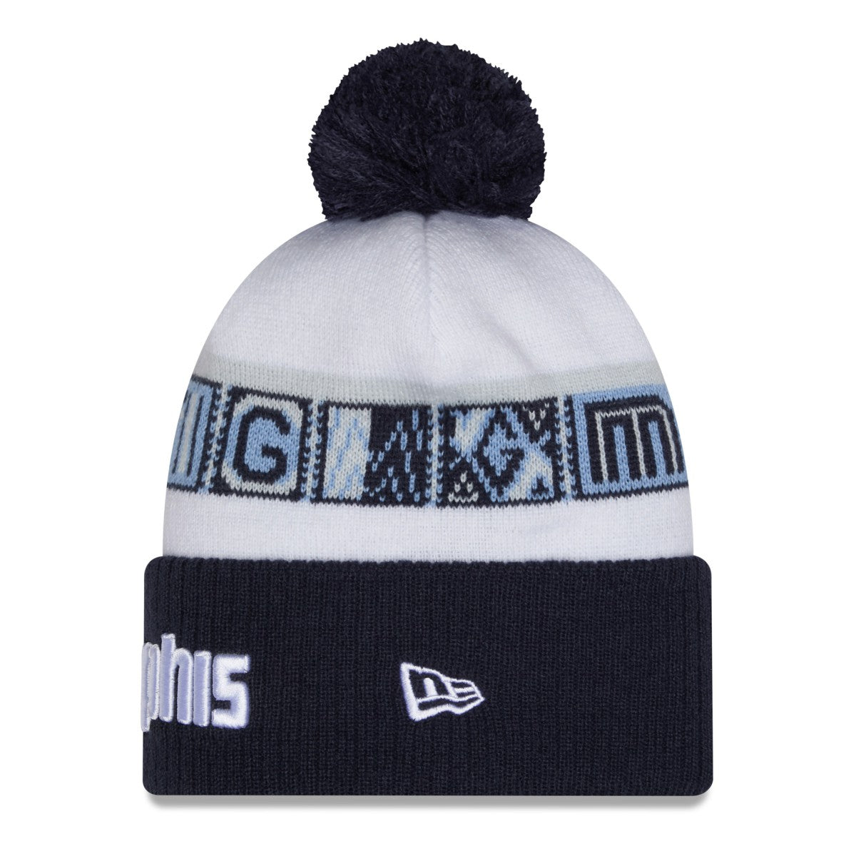 Memphis Grizzlies 2025/26 City Edition Cuffed Knit Hat with Pom - Navy/White cheap