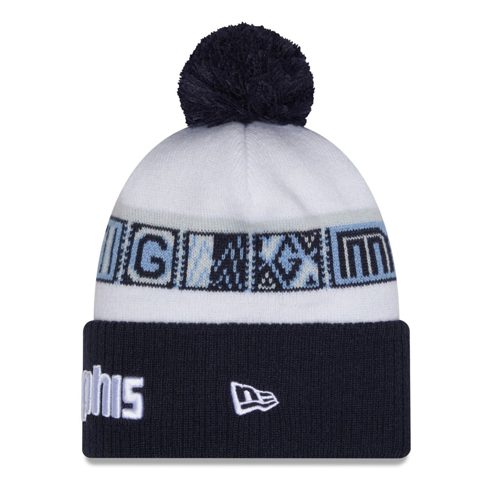 Memphis Grizzlies 2025/26 City Edition Cuffed Knit Hat with Pom - Navy/White cheap