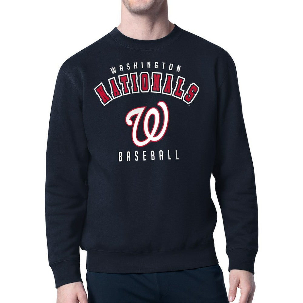 Washington Nationals Starter Team Logo Fleece Pullover Sweatshirt Navy