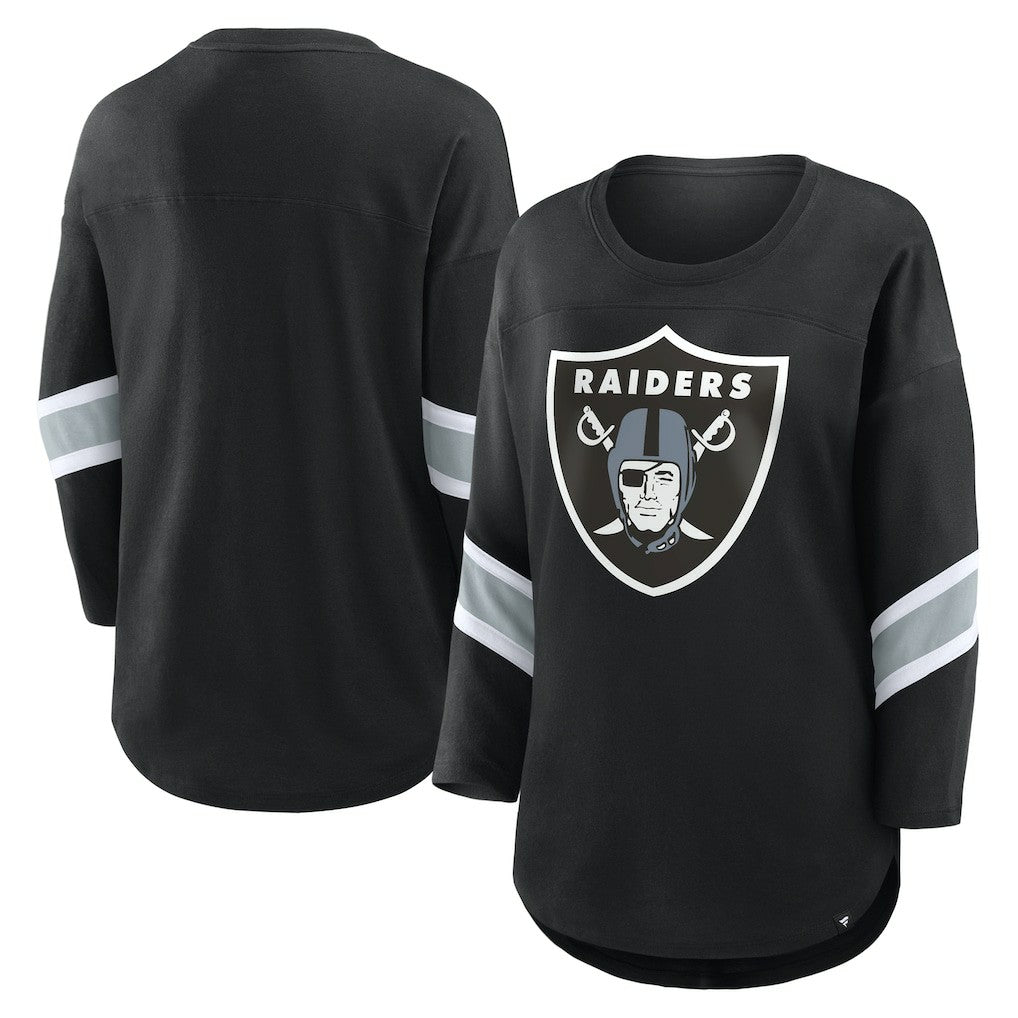 Las Vegas Raiders Women's Plus Size Redzone 3/4-Sleeve Scoop Neck T-Shirt - Black cheap