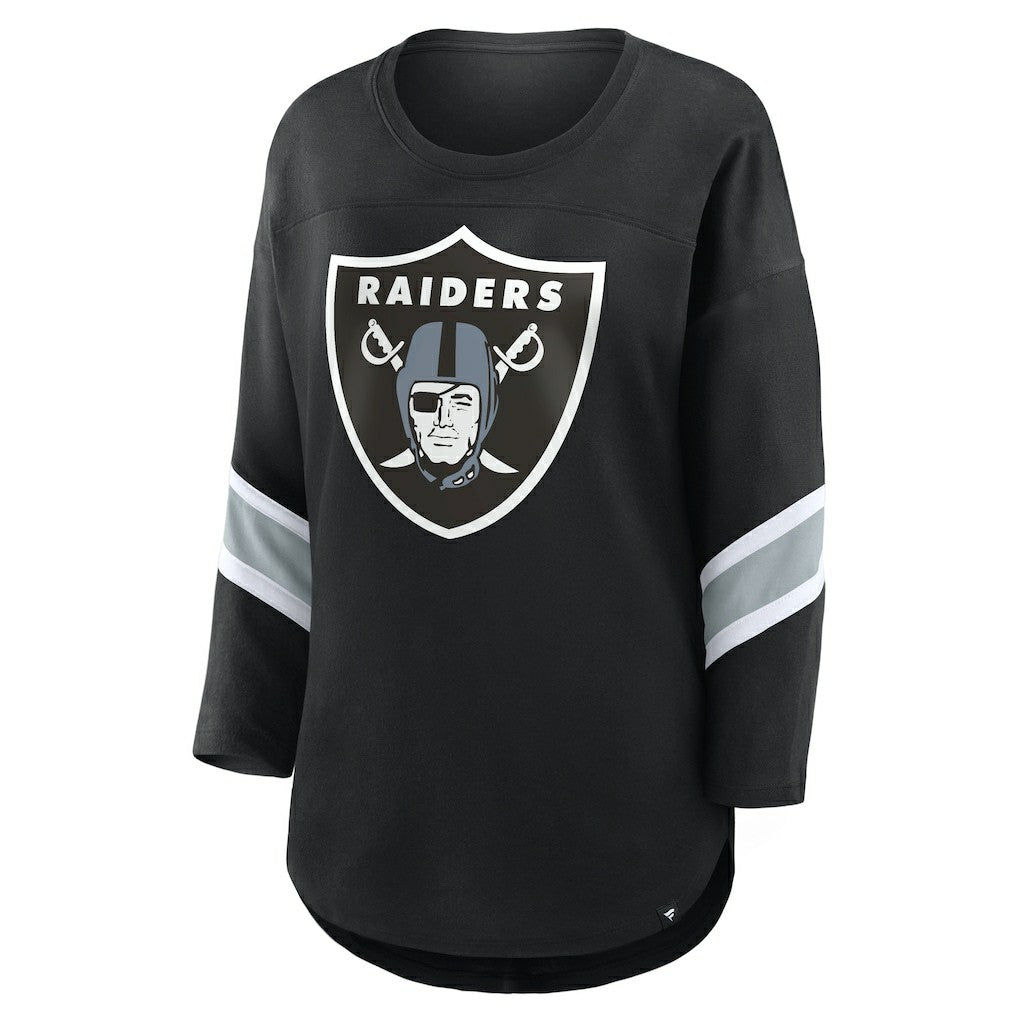 Las Vegas Raiders Women's Plus Size Redzone 3/4-Sleeve Scoop Neck T-Shirt - Black cheap