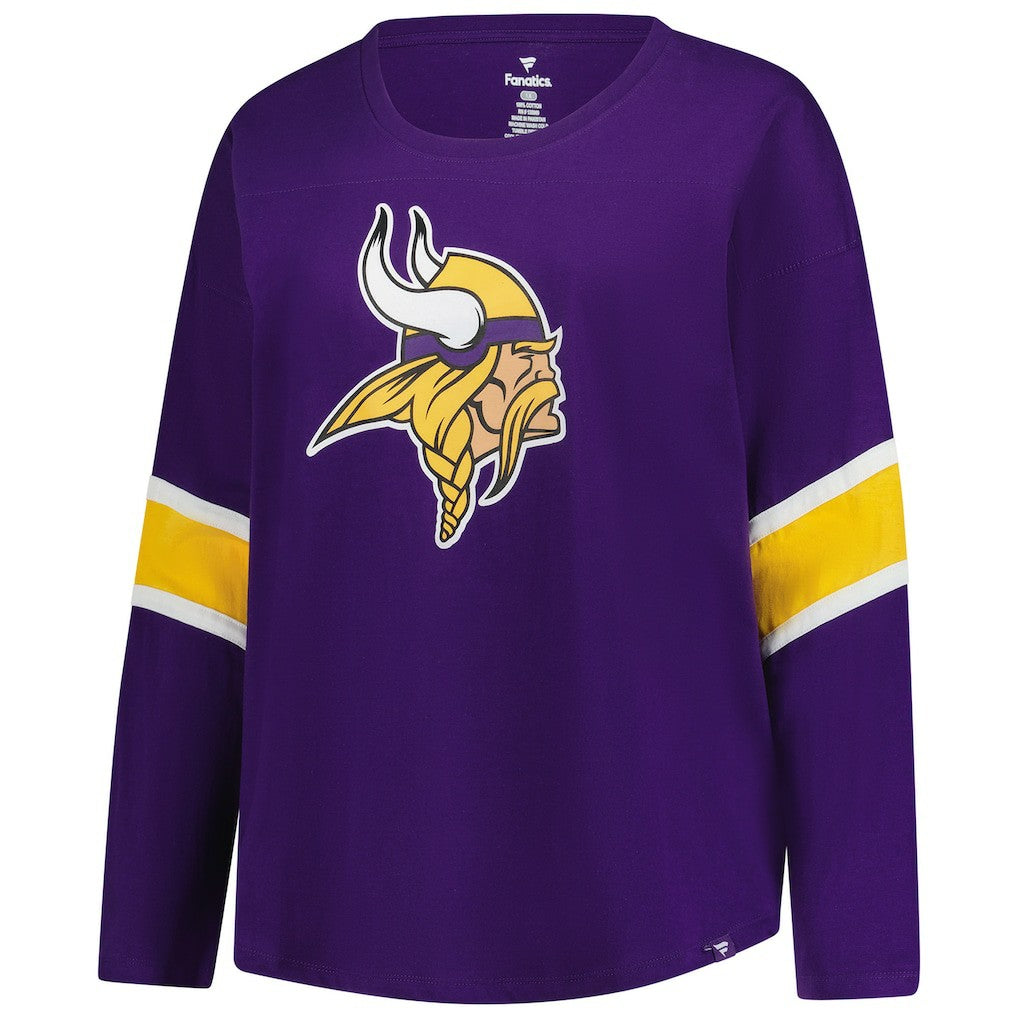 Minnesota Vikings Women's Plus Size Redzone 3/4-Sleeve Scoop Neck T-Shirt - Purple for sale
