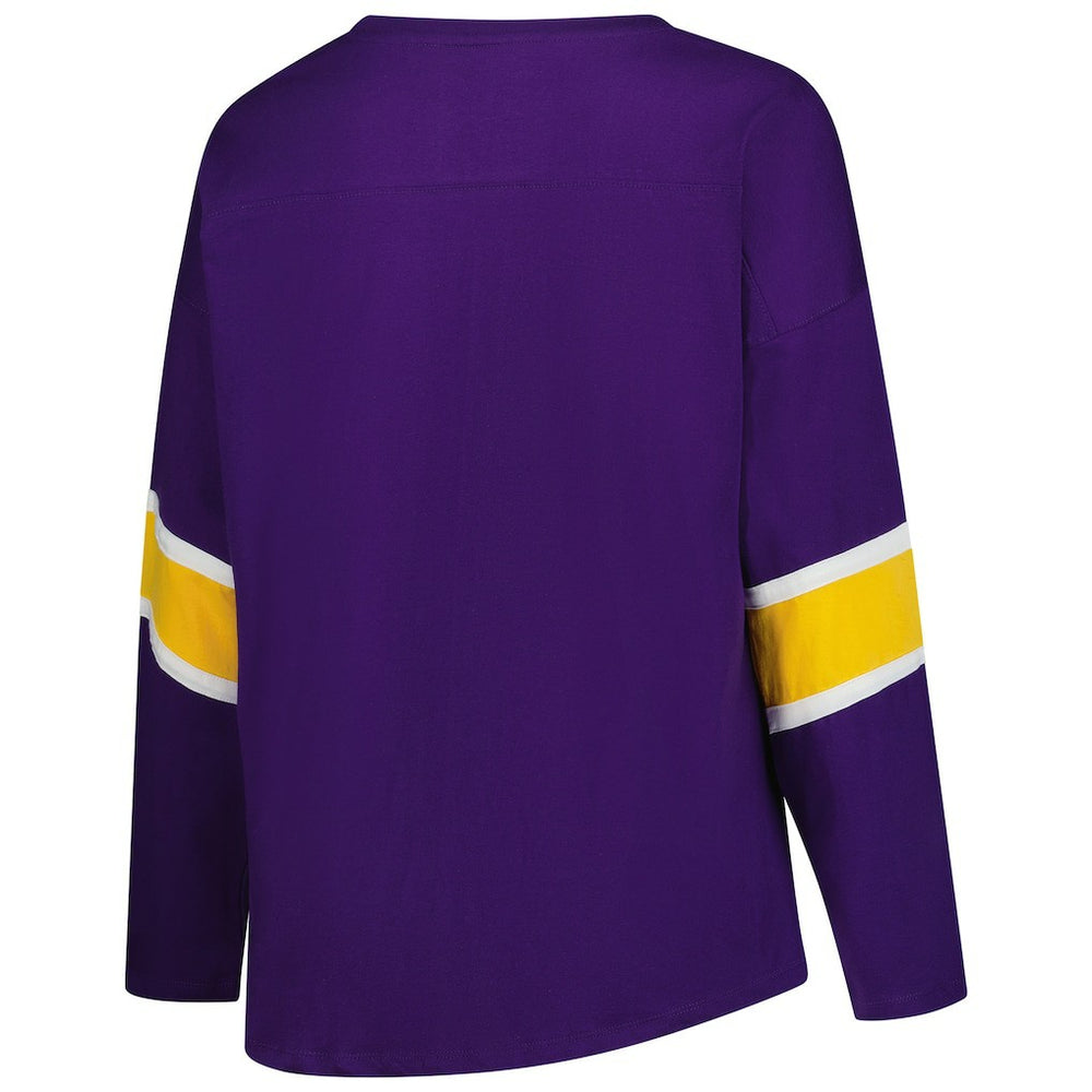 Minnesota Vikings Women's Plus Size Redzone 3/4-Sleeve Scoop Neck T-Shirt - Purple for sale