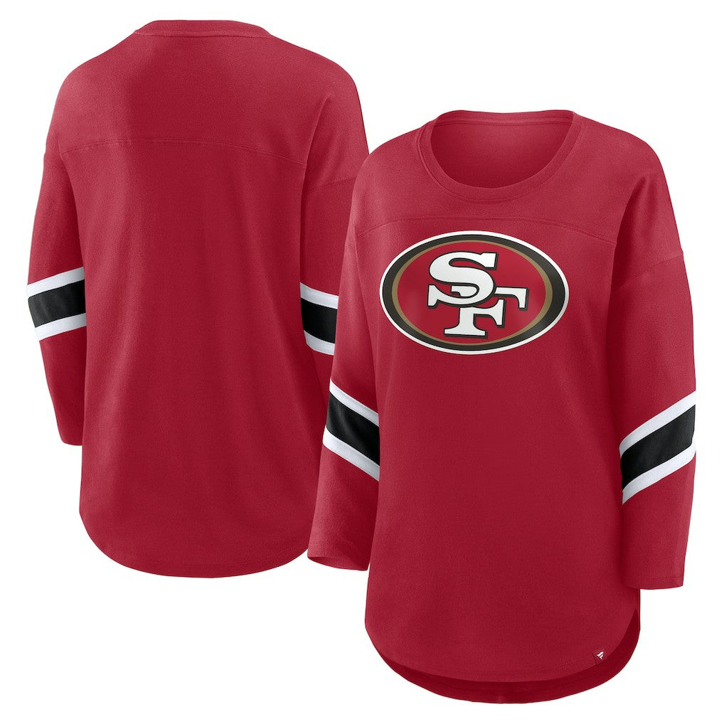 San Francisco 49ers Women's Plus Size Redzone 3/4-Sleeve Scoop Neck T-Shirt - Scarlet outlet