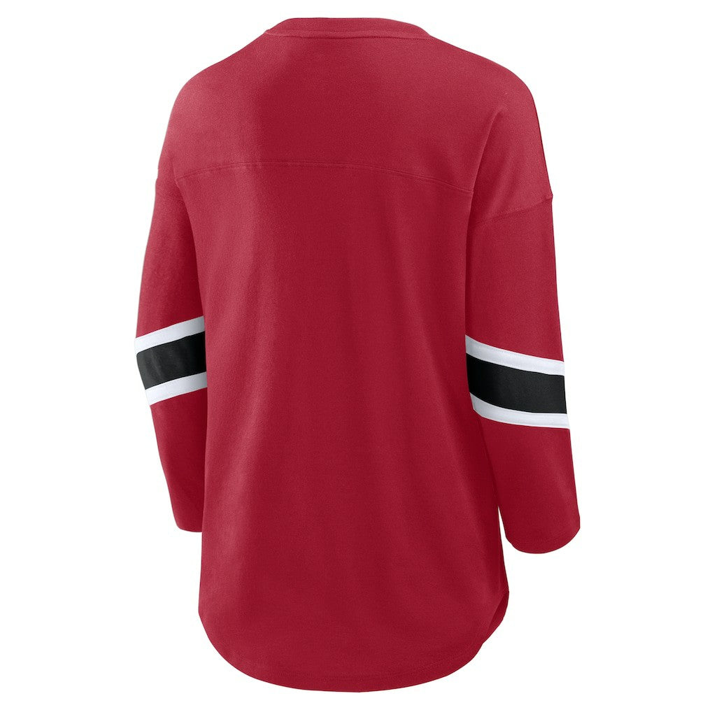 San Francisco 49ers Women's Plus Size Redzone 3/4-Sleeve Scoop Neck T-Shirt - Scarlet outlet