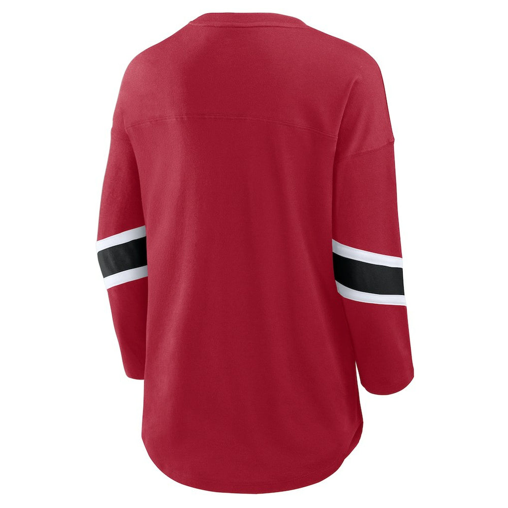 San Francisco 49ers Women's Plus Size Redzone 3/4-Sleeve Scoop Neck T-Shirt - Scarlet outlet