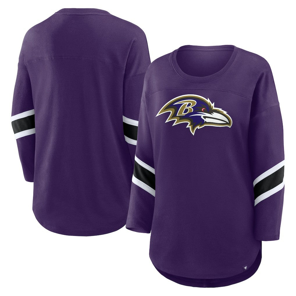 Baltimore Ravens Women's Plus Size Redzone 3/4-Sleeve Scoop Neck T-Shirt - Purple cheap