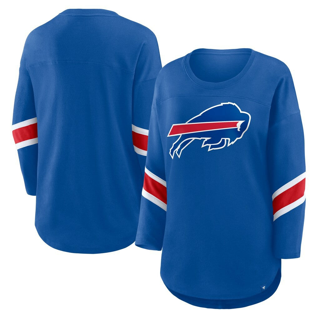 Buffalo Bills Women's Plus Size Redzone 3/4-Sleeve Scoop Neck T-Shirt - Royal sale