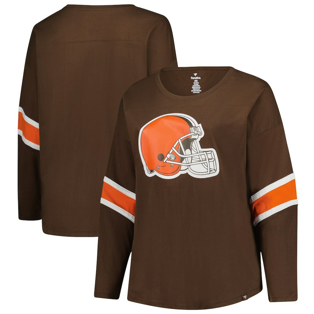 Cleveland Browns Women's Plus Size Redzone 3/4-Sleeve Scoop Neck T-Shirt - Brown sale