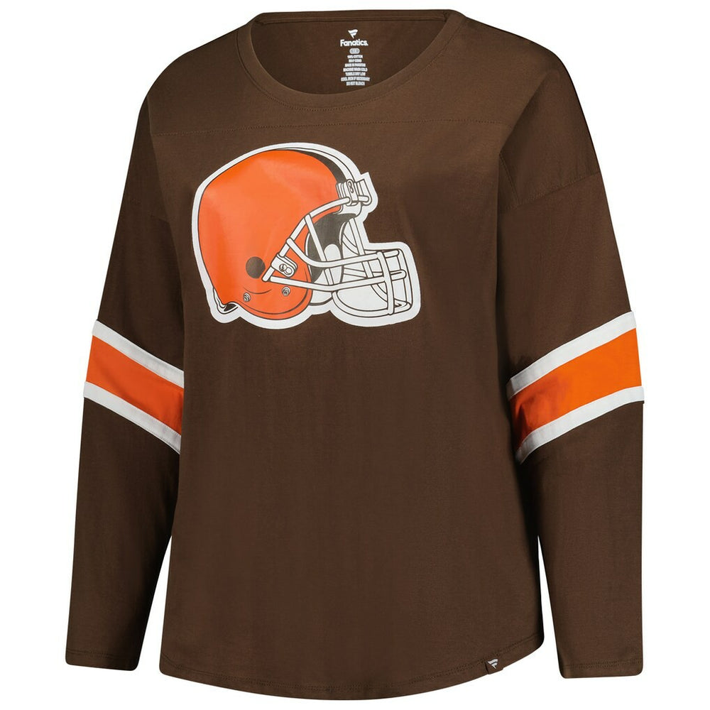 Cleveland Browns Women's Plus Size Redzone 3/4-Sleeve Scoop Neck T-Shirt - Brown sale