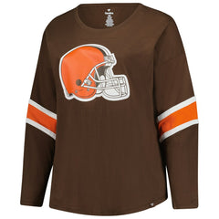 Cleveland Browns Women's Plus Size Redzone 3/4-Sleeve Scoop Neck T-Shirt - Brown sale