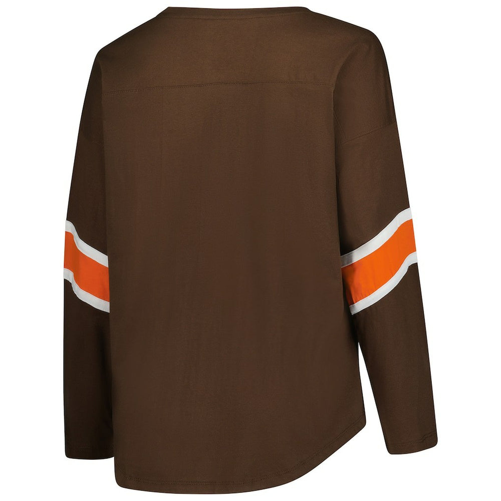 Cleveland Browns Women's Plus Size Redzone 3/4-Sleeve Scoop Neck T-Shirt - Brown sale