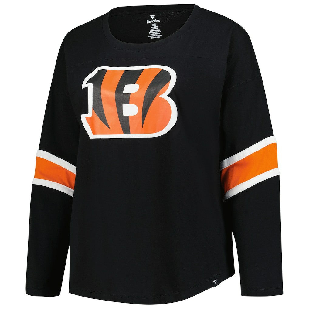 Cincinnati Bengals Women's Plus Size Redzone 3/4-Sleeve Scoop Neck T-Shirt - Black outlet